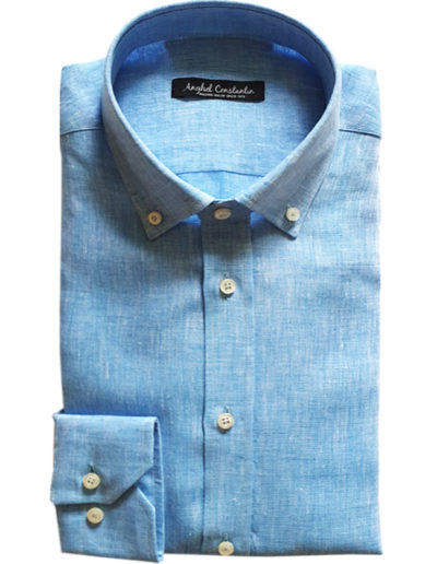 Camasa bleu din in | Anghel Constantin Tailoring