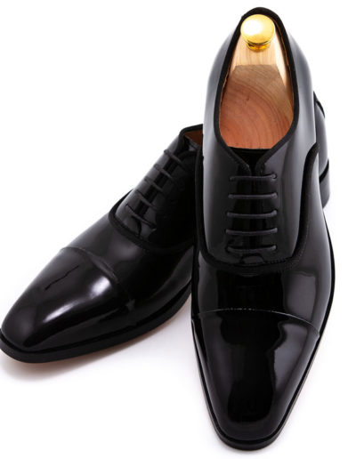 Pantofi negri din lac la comanda | Anghel Constantin Tailoring