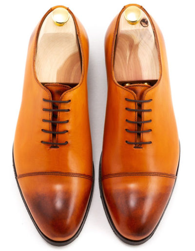 Pantofi barbatesti patina coniac | Anghel Constantin Tailoring